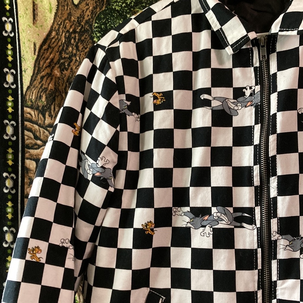 Tom and Jerry checkered bomber spring jacket cartoon